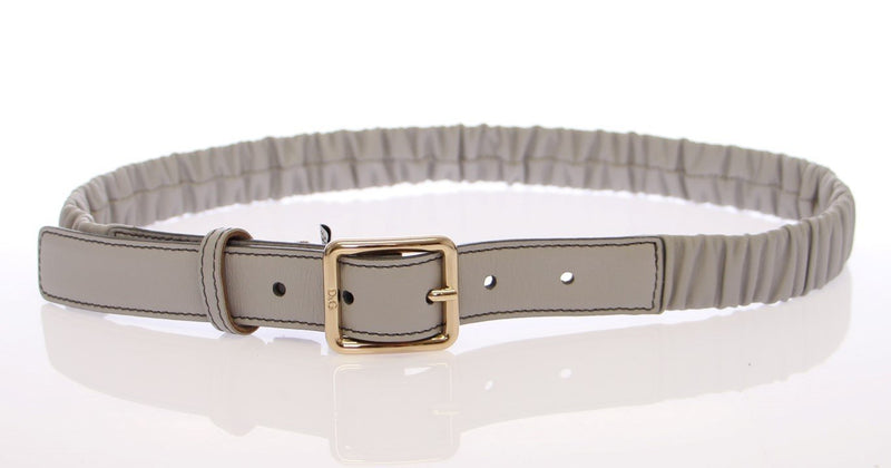 Gray Leather Logo Belt