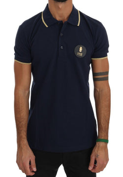 Blue Cotton Short Sleeve Polo T-shirt
