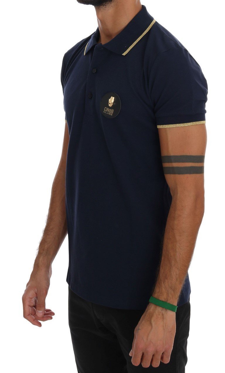 Blue Cotton Short Sleeve Polo T-shirt