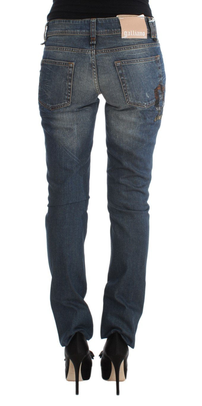 Blue Wash Cotton Blend Slim Fit Jeans