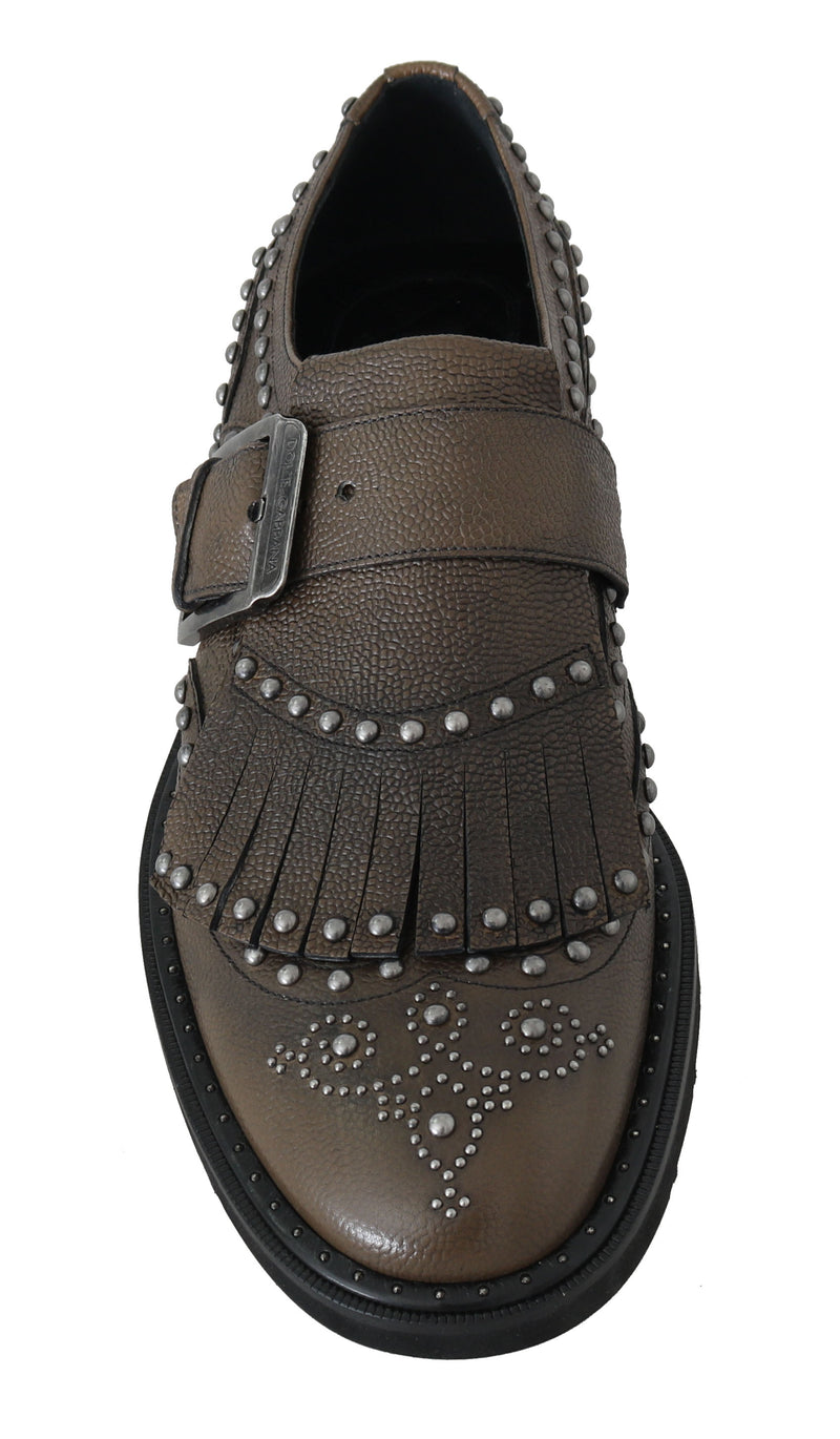 Gray Leather Monkstrap Dress Formal Shoes