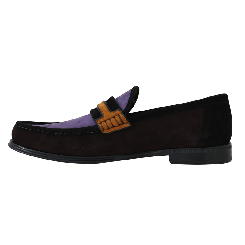 Brown Purple Suede Moccasins Loafers