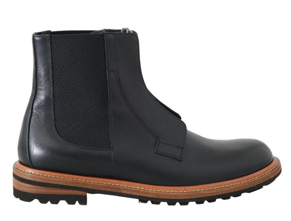 Black Leather Ankle Stretch Boots