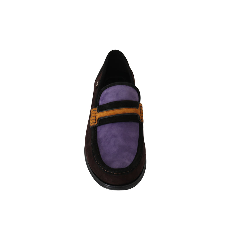 Brown Purple Suede Moccasins Loafers