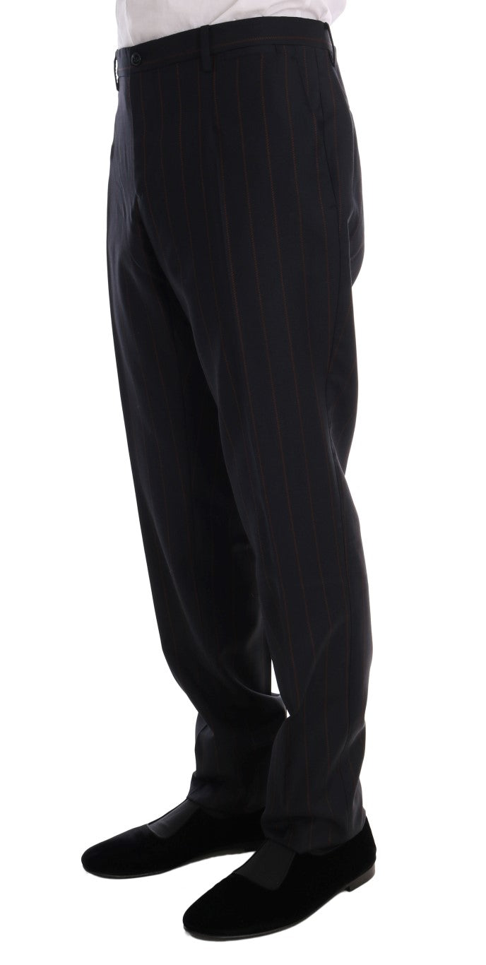Blue Striped Single Breasted 3 Piece Suit