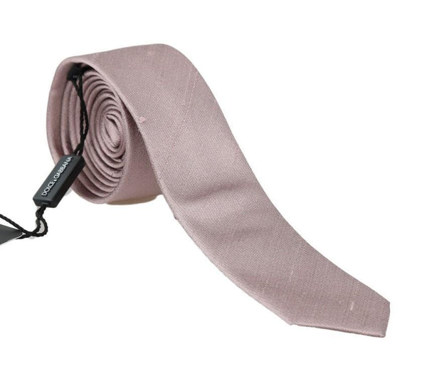 Pink Beige Silk Solid Slim Tie