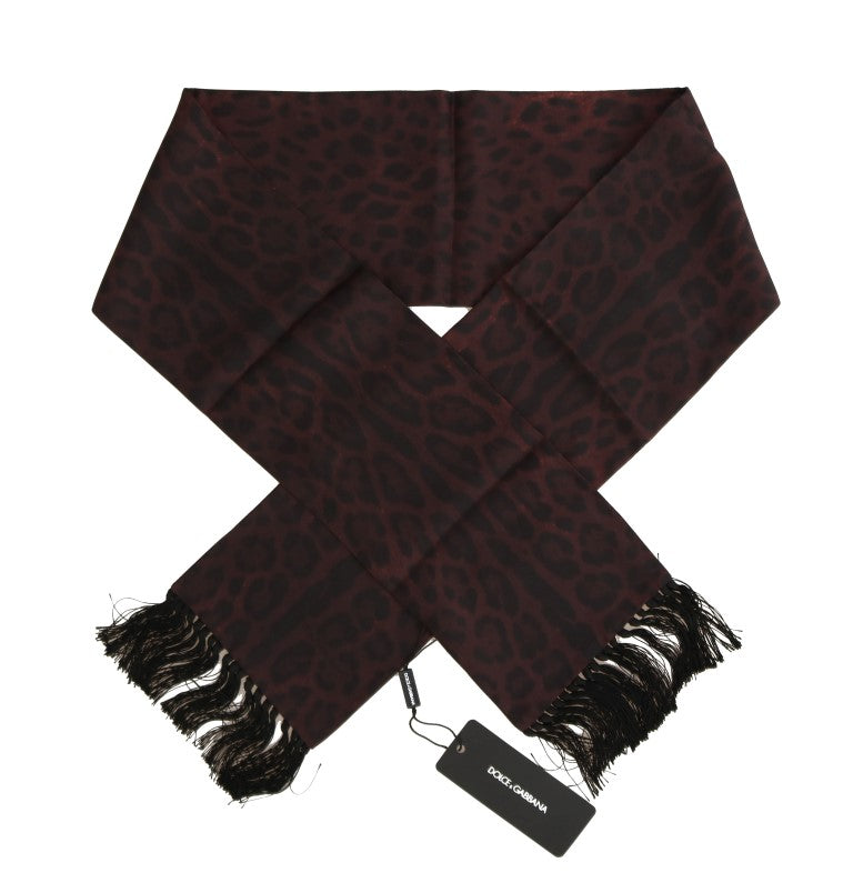 Bordeaux Silk Leopard Print Scarf