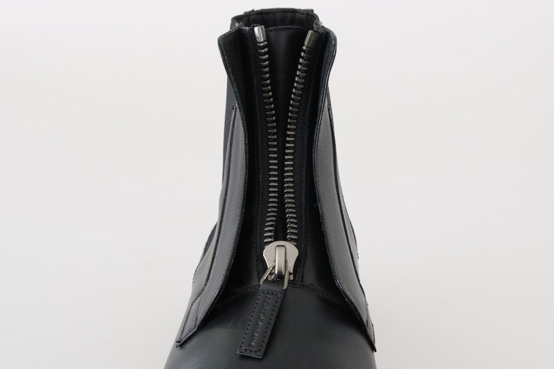 Black Leather Ankle Stretch Boots