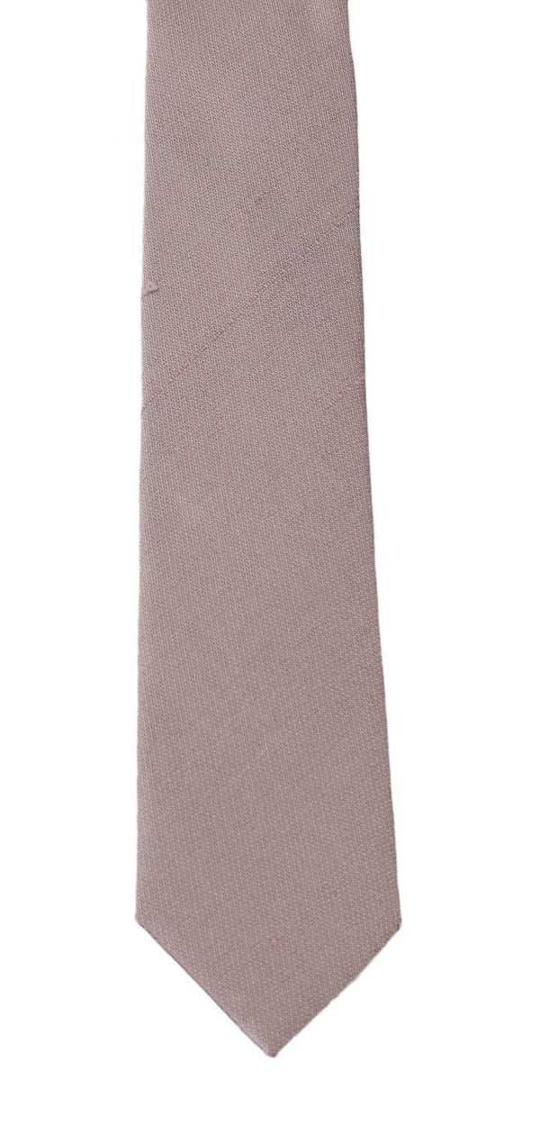 Pink Beige Silk Solid Slim Tie