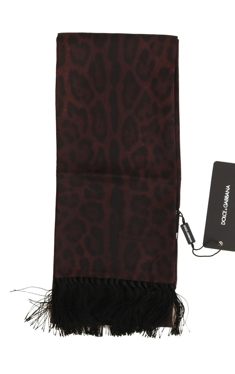 Bordeaux Silk Leopard Print Scarf