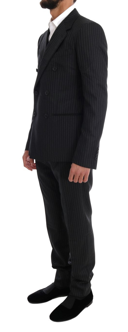 Black Striped Double Breasted 3 Piece Suit