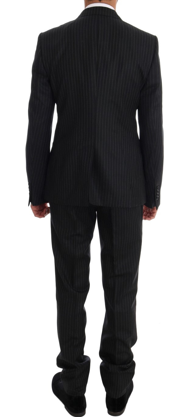 Black Striped Double Breasted 3 Piece Suit