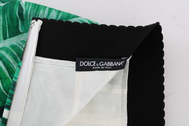 Green Banana Leaf Crystal Cotton Silk Skirt