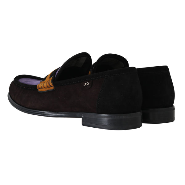 Brown Purple Suede Moccasins Loafers