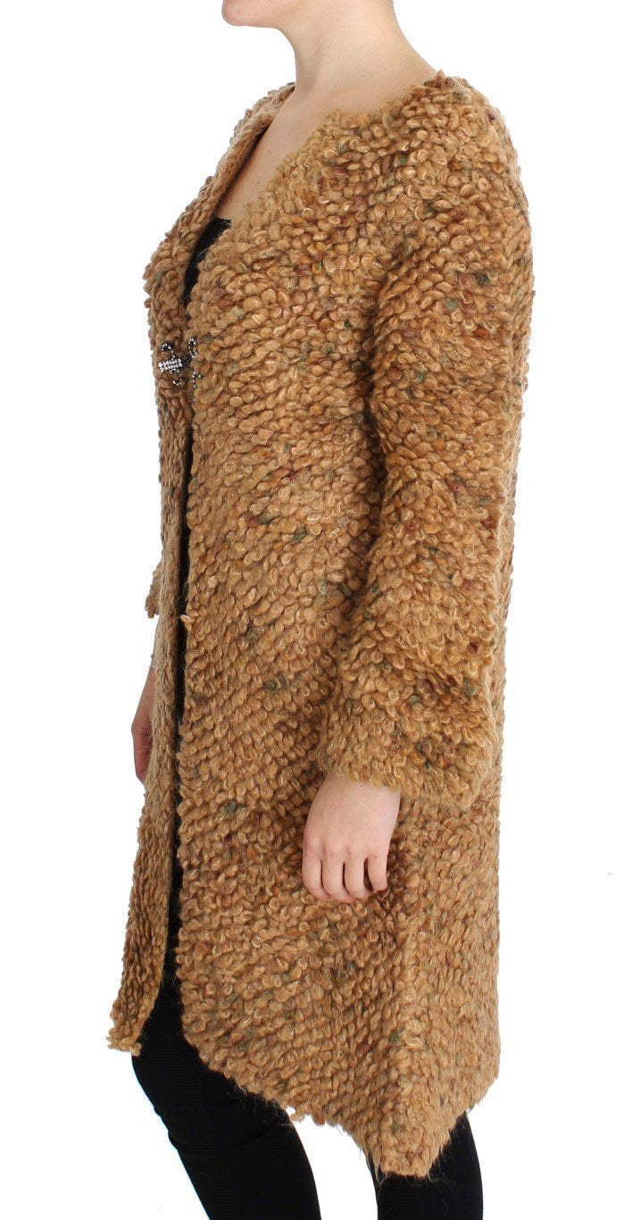 Brown Wool Blend Long Cape Sweater