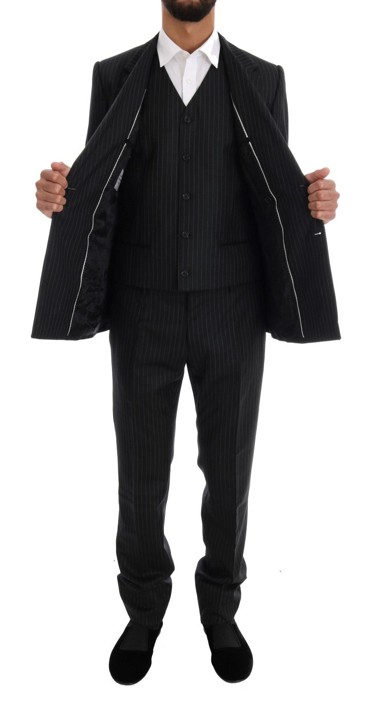 Black Striped Double Breasted 3 Piece Suit