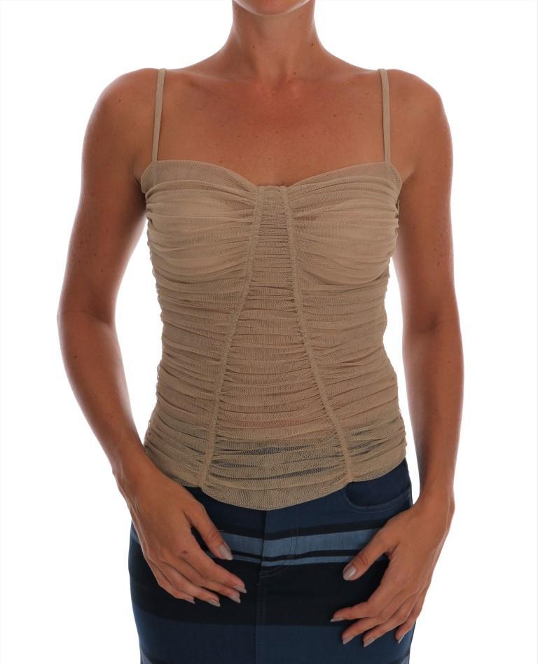 Beige Stretch Cotton Tank Top