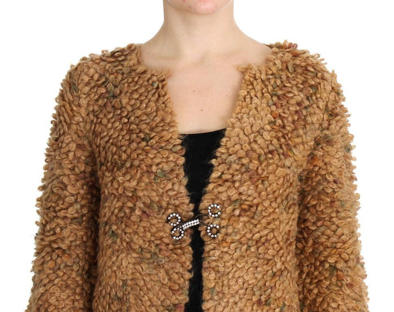 Brown Wool Blend Long Cape Sweater