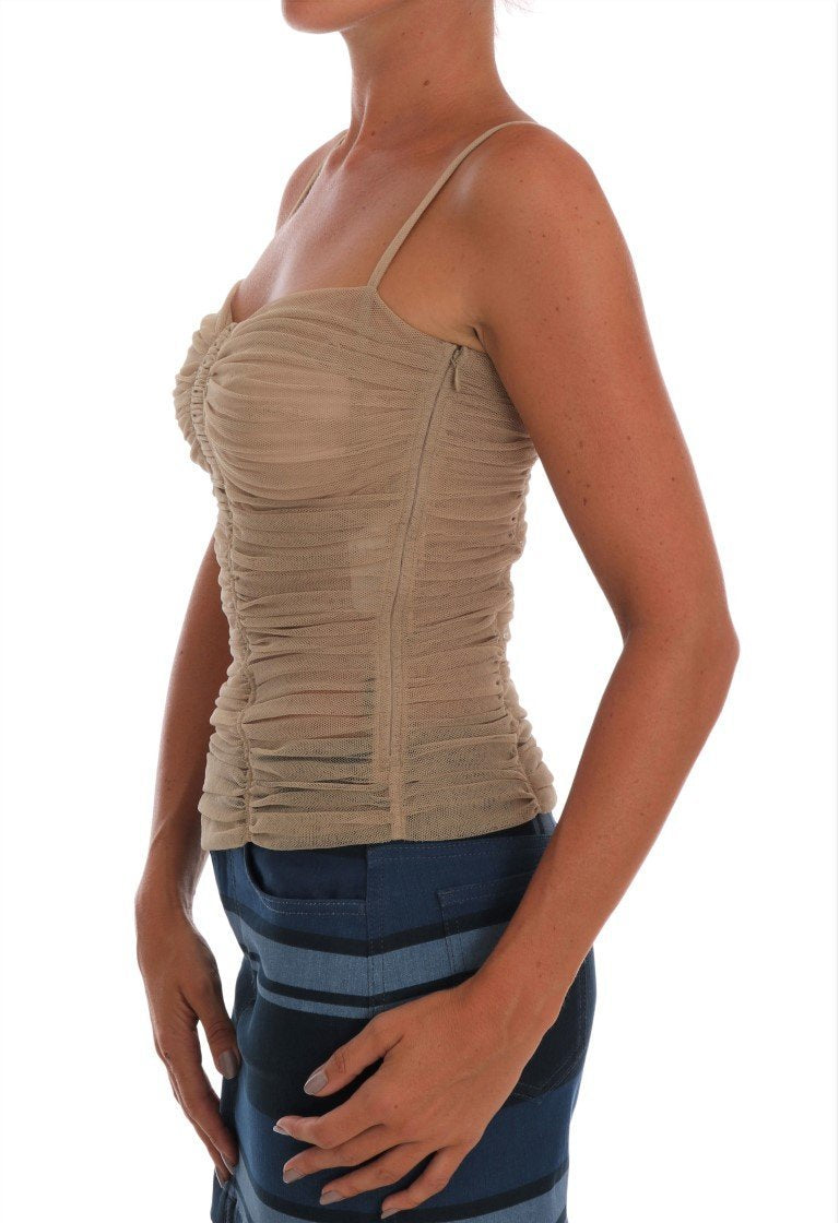 Beige Stretch Cotton Tank Top