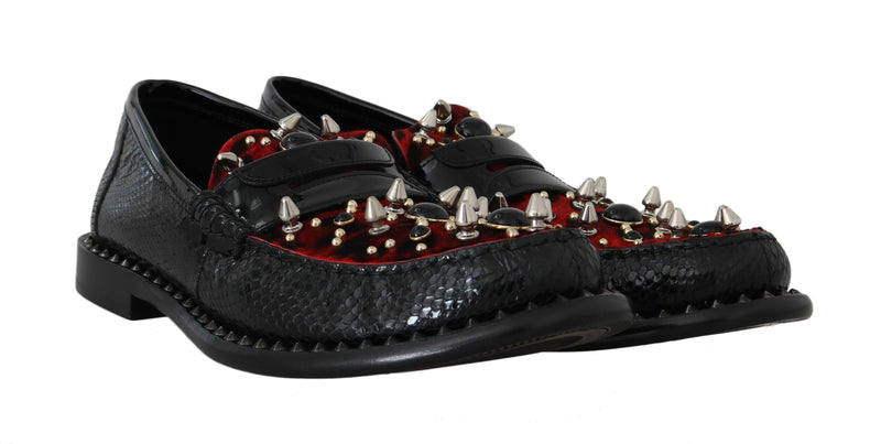 Black Snakeskin Moccasins Loafers