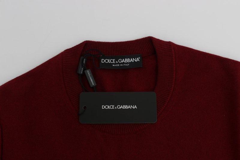 Red Cashmere Crew-neck Pullover Sweater