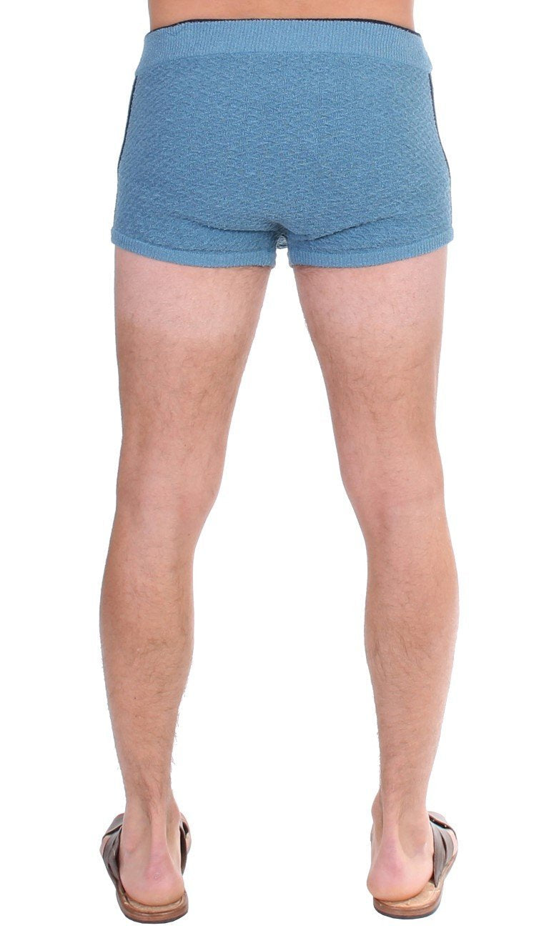 Blue Cotten Blend Logo Casual Short Shorts