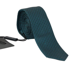 Black Aquamarine Silk Slim Tie