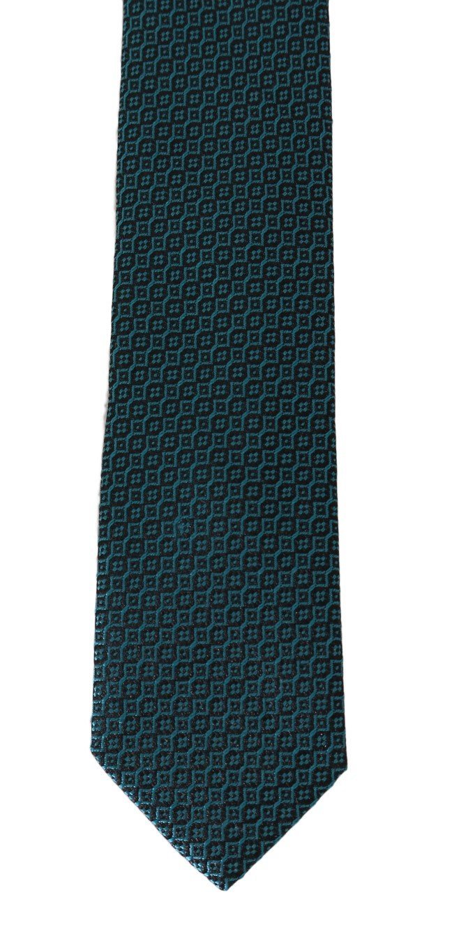 Black Aquamarine Silk Slim Tie