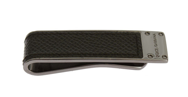 Green Leather Silver Brass Money Clip