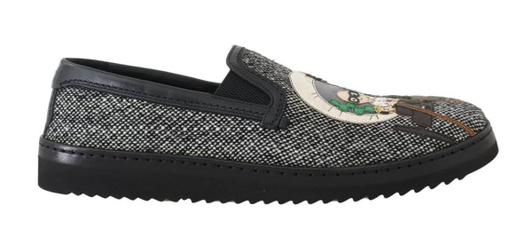 Gray La Familia Wool Leather Loafers
