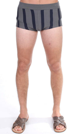 Gray Cotten Blend Logo Casual Short Shorts