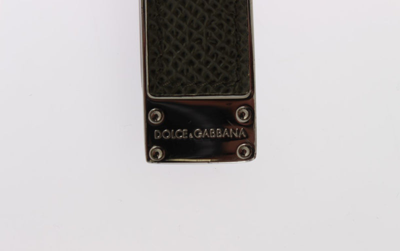 Green Leather Silver Brass Money Clip