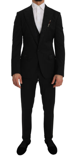 Black 3 Piece Slim Fit Blazer Vest Suit