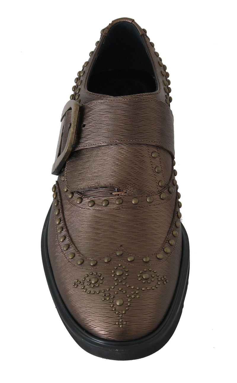 Bronze Leather Monkstrap Dress Formal Shoes