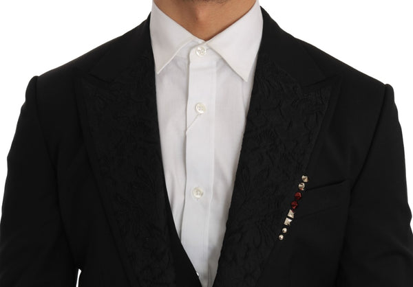 Black 3 Piece Slim Fit Blazer Vest Suit