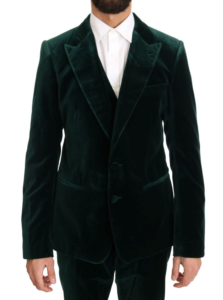 Green Velvet Slim Fit Two Button Suit