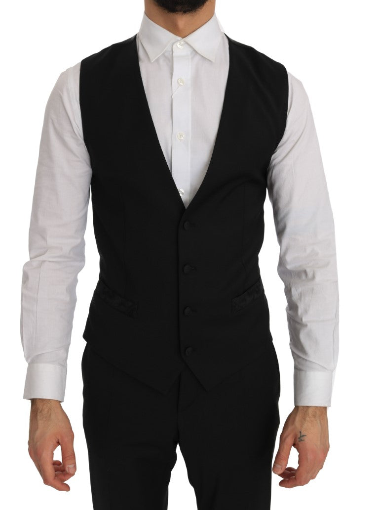 Black 3 Piece Slim Fit Blazer Vest Suit