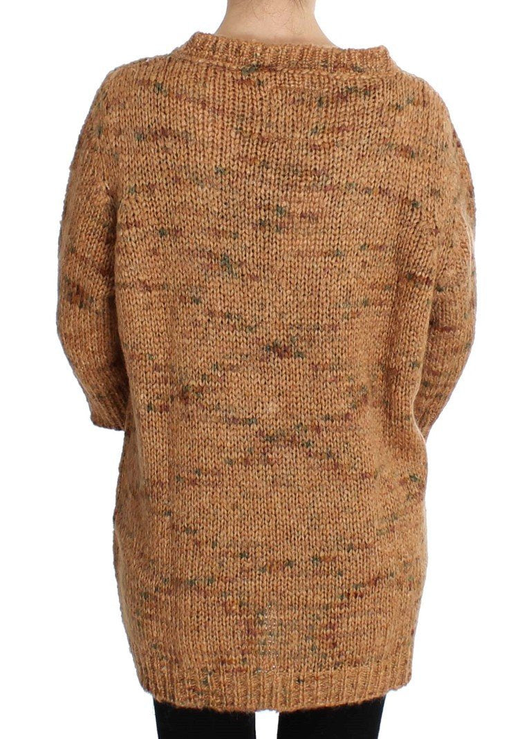 Brown Wool Blend Knitted Oversize Sweater
