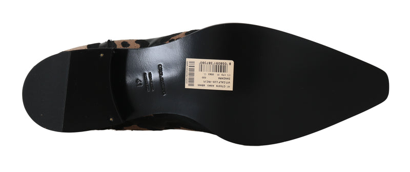 Black Leather Leopard Chelsea Boots
