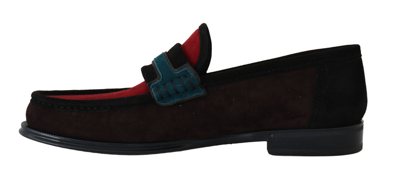 Brown Red Suede Moccasins Loafers