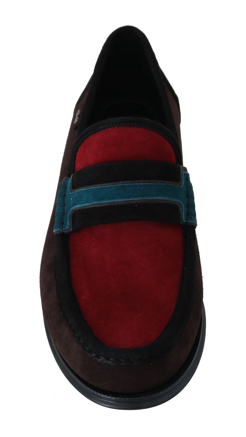 Brown Red Suede Moccasins Loafers