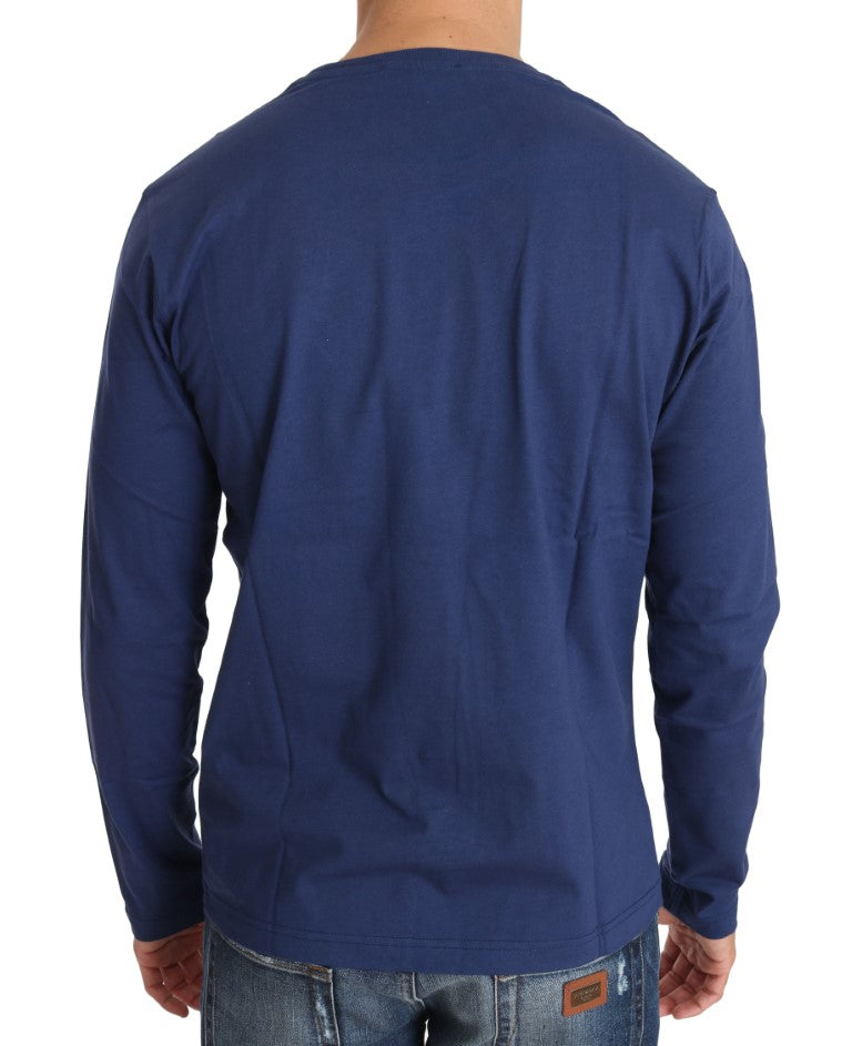 Blue Cotton White Tiger Crewneck Pullover