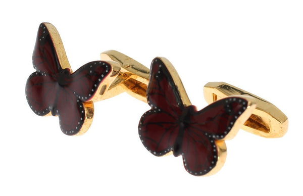 Gold Plated Brass Bordeaux Butterfly Cufflink