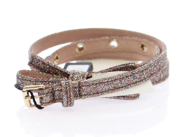 Multicolor Glitter Cotton Logo Belt