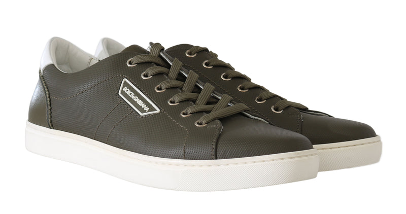 Green Leather Casual Gym Sport Scarpe Sneakers