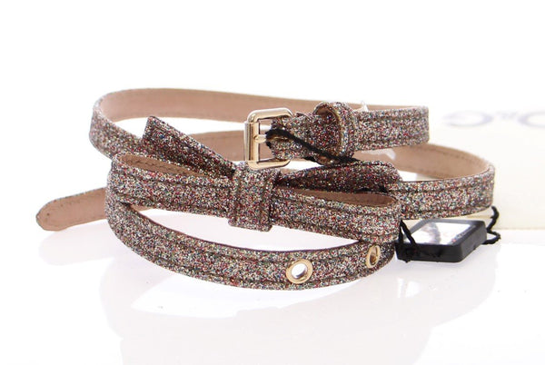 Multicolor Glitter Cotton Logo Belt