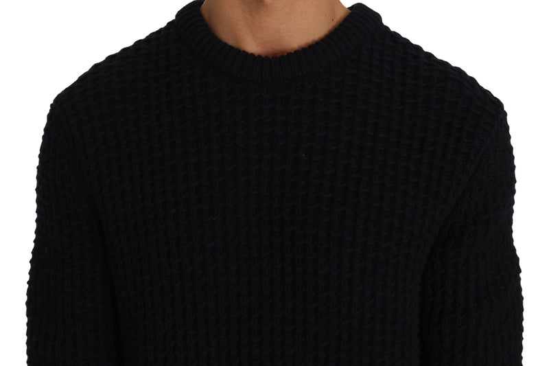 Blue Wool Crewneck Pullover Sweater