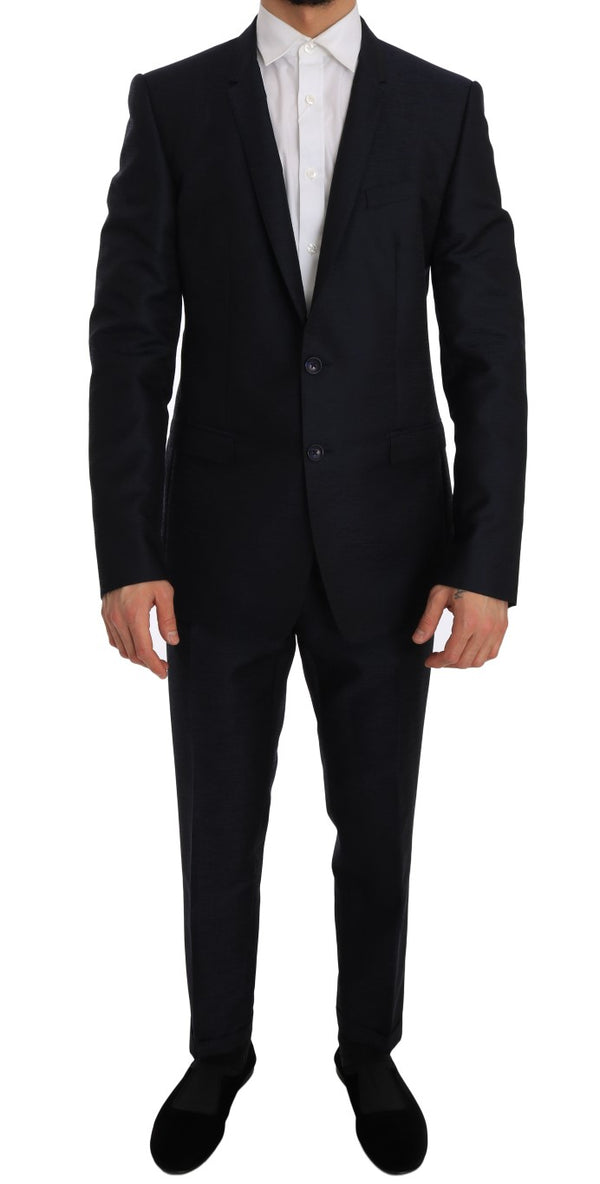 Blue Wool Silk GOLD Slim Fit Blazer Suit