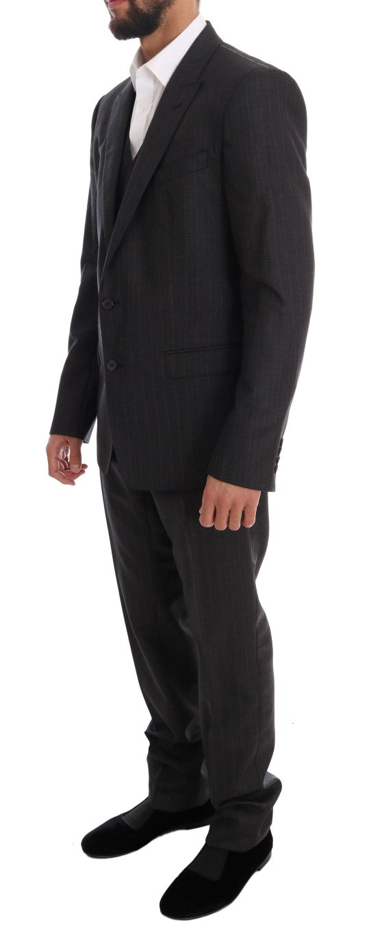 Gray Striped Two Button MARTINI 3 Piece Suit