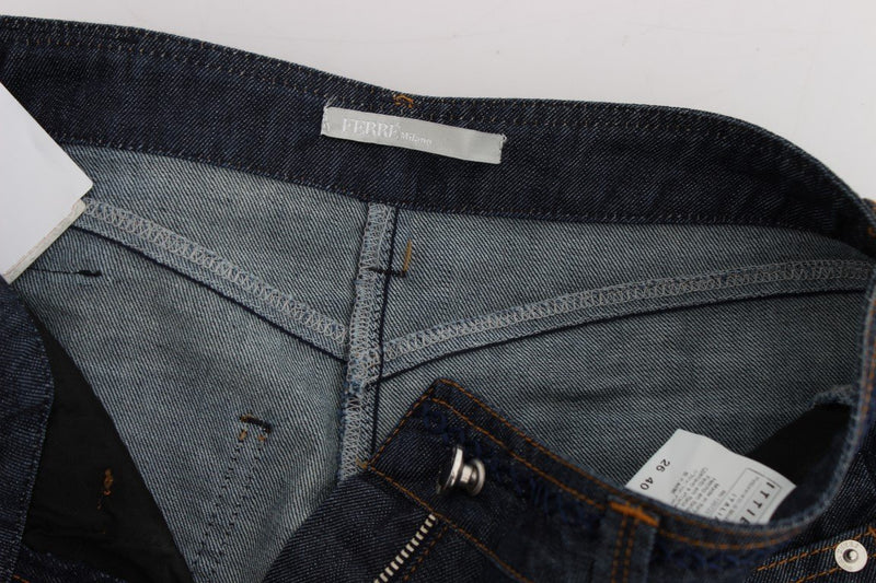Blue Cotton Denim Flare Boot Cut Jeans